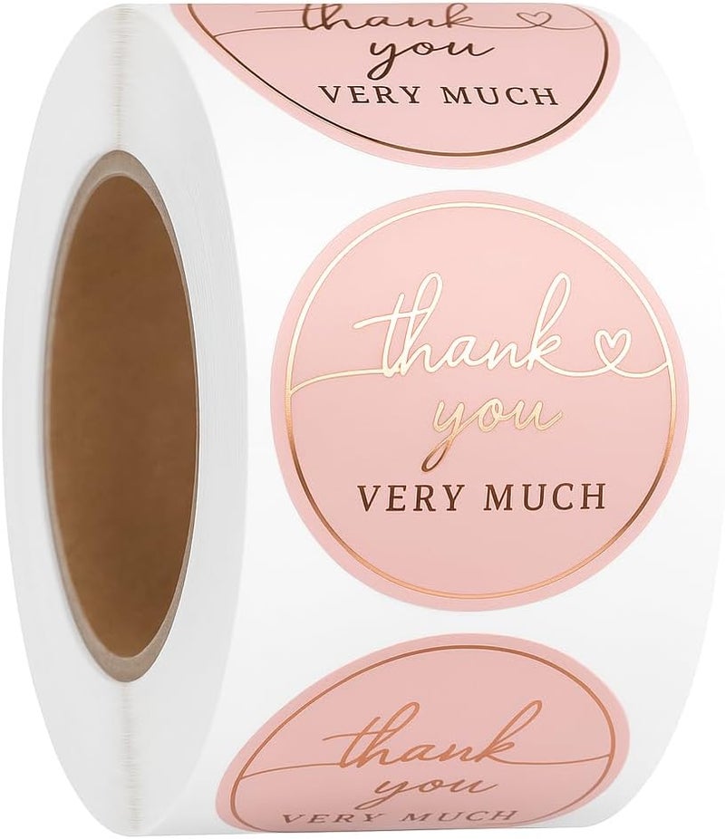 IBAKE 500 PCS Thank You Stickers 1.5 Inch – Blush Pink with Rose Gold Foil | Waterproof, Tear-Resistant Labels for Small Business, Packaging, Envelopes, Boxes, Cards, Gifts, Orders, Wedding Supplies - Image 1